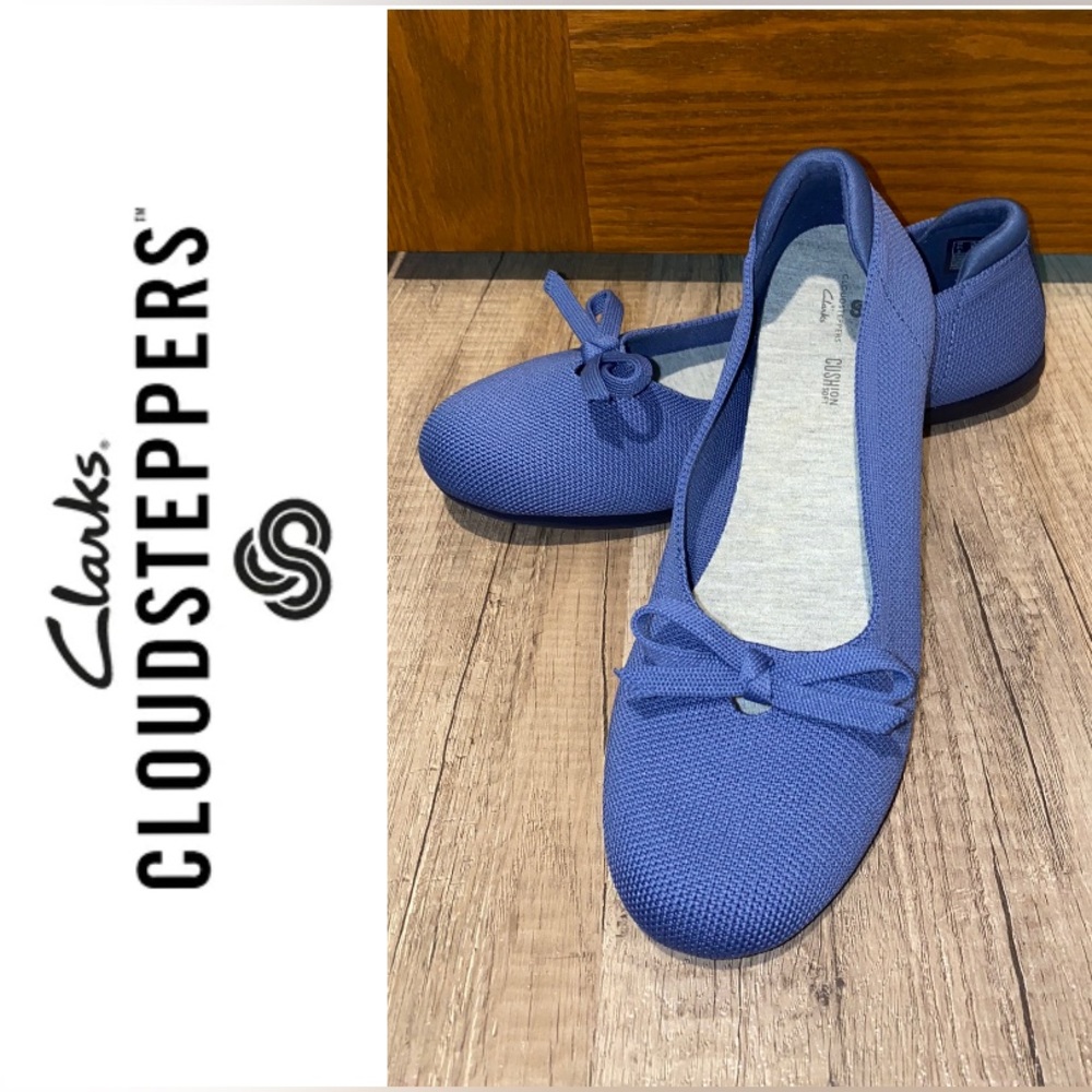 EUC Clarks Cloudsteppers 9M Blue Carly Hope Ballet Flat